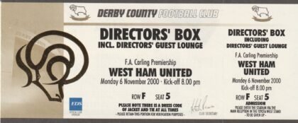 Derby County v West Ham United 06-Nov-2000
