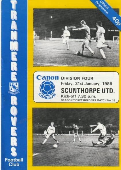 Tranmere Rovers v Scunthorpe United 31-Jan-1986