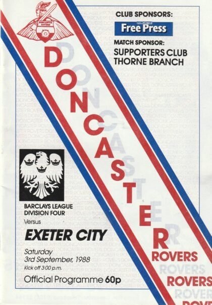Doncaster Rovers v Exeter City  03-Sep-1988