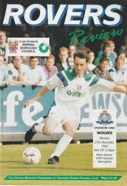 Tranmere Rovers v Wolverhampton Wanderers 27-Dec-1993