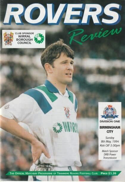 Tranmere Rovers v Birmingham City 08-May-1994