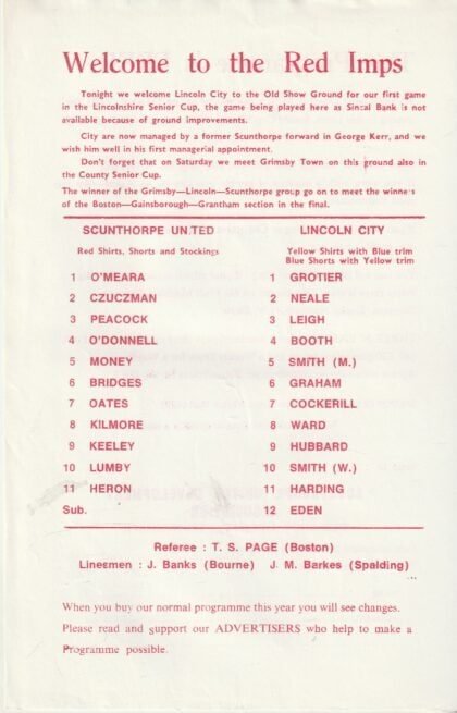 Scunthorpe United v Lincoln City 77-78