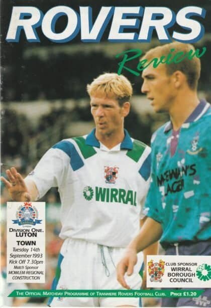 Tranmere Rovers v Luton Town 14-Sep-1993