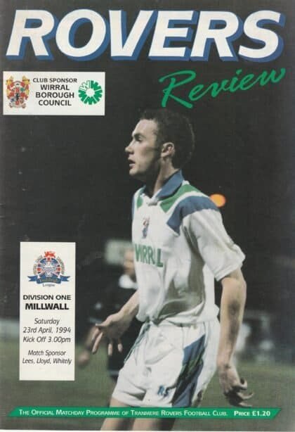 Tranmere Rovers v Millwall 23-Apr-1994