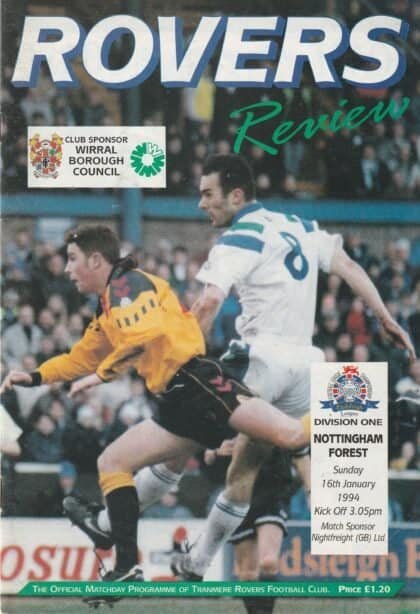 Tranmere Rovers v Nottingham Forest 16-Jan-1994