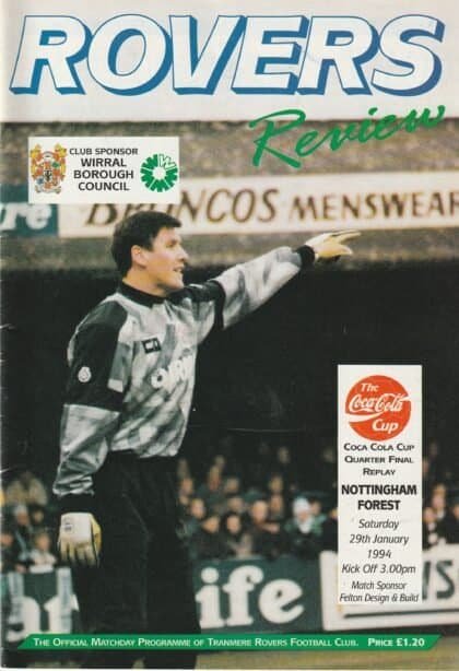 Tranmere Rovers v Nottingham Forest 29-Jan-1994