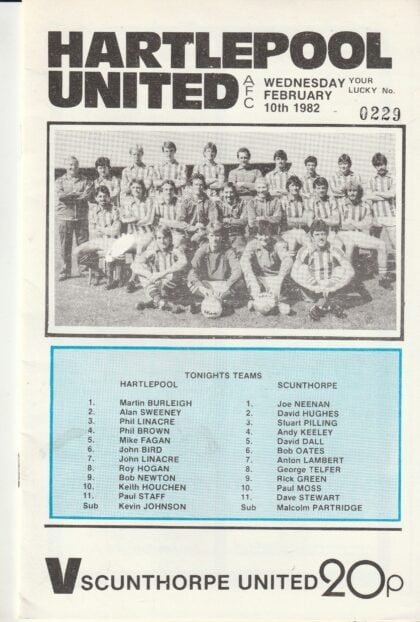 Hartlepool United v Scunthorpe United 10-Feb-1982