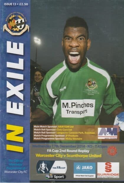 Worcester City v Scunthorpe United 17-Dec-2014