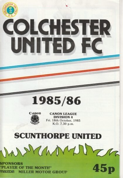 Colchester United v Scunthorpe United 18-Oct-1985