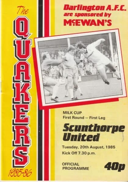 Darlington v Scunthorpe United 20-Aug-1985