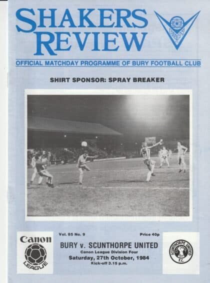 Bury v Scunthorpe United 27-Oct-1984