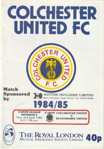 Colchester United v Scunthorpe United 02-Apr-1985