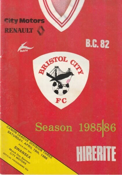 Bristol City v Swansea City 19-Apr-1986