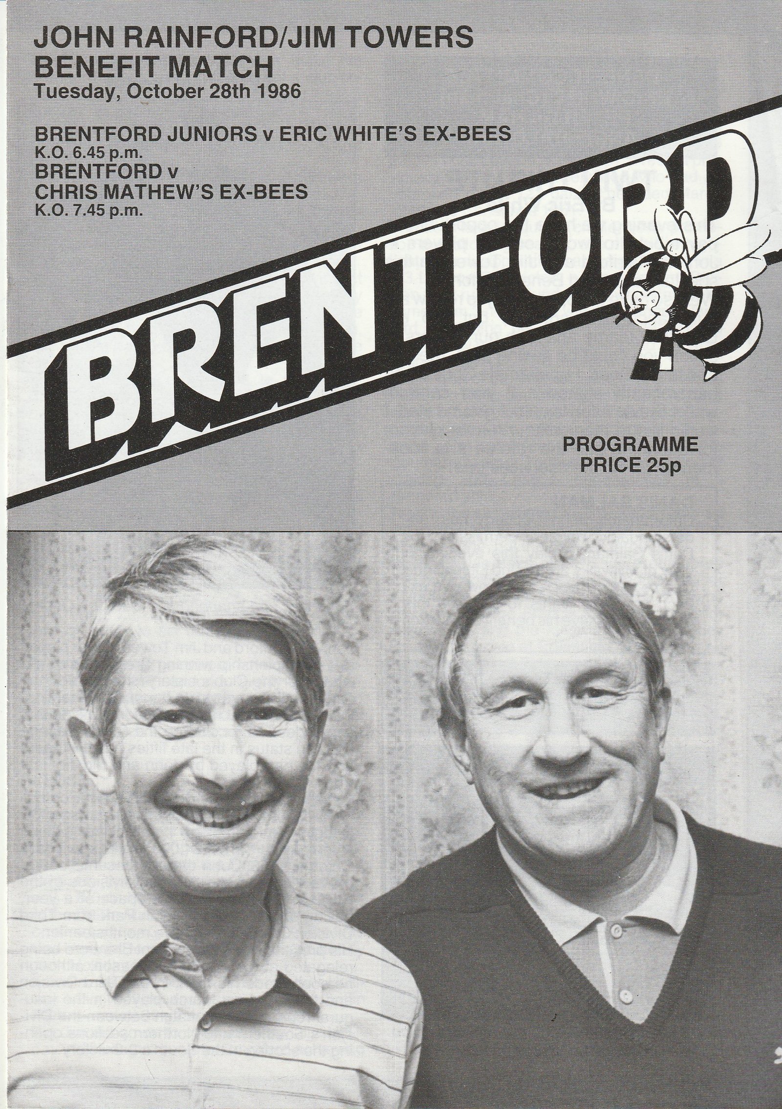 Brentford v Chris Mathews Ex Bees - Brentford Juniors v Eric White's Ex Bees 28-Oct-1986