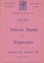 Dulwich Hamlet v Kingstonian 25-Nov-1964