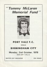Port Vale v Birmingham City 02-Oct-1978