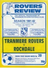 Tranmere Rovers v Rochdale 16-Mar-1982