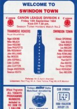 Tranmere Rovers v Swindon Town 14-Sep-1984