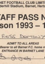 Barnet Staff Pass 1993-94