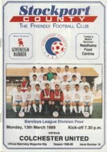 Stockport County v Colchester United 13-Mar-1989