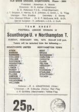 Scunthorpe United v Northampton Town 10-Feb-1974