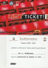 Lawrie McMenemy Season ticket  - Southampton 2003-04