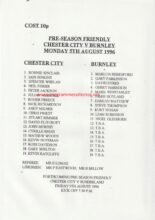 Chester City v Burnley 05-Aug-1996