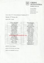 Crewe Alexandra Youth v Wolverhampton Wanderers Youth 10-Feb-2001