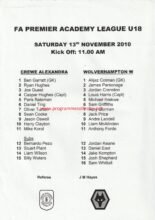 Crewe Alexandra Youth v Wolverhampton Wanderers Youth 13-Nov-2010