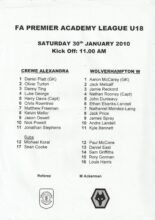 Crewe Alexandra Youth v Wolverhampton Wanderers Youth 13-Jan-2010