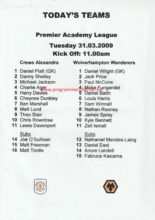 Crewe Alexandra Youth v Wolverhampton Wanderers Youth 31-Mar-2009