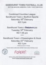 Sandhurst Town v Bedfont Sports 16-Feb-2013