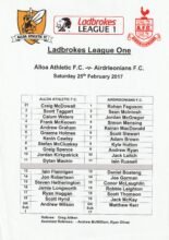 Alloa Athletic v Airdieonians  25-Feb-2017