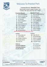 Tranmere Rovers v Mansfield Town 29-Apr-2003