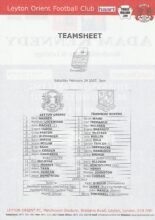 Leyton Orient v Tranmere Rovers 24-Feb-2007