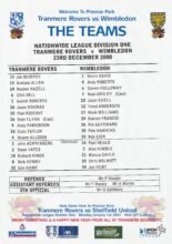 Tranmere Rovers v Wimbledon 23-Dec-2000