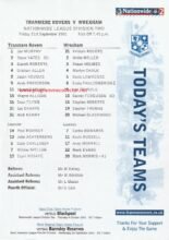 Tranmere Rovers v Wrexham 21-Sep-2001