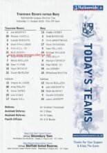 Tranmere Rovers v Bury 11-Aug-2001
