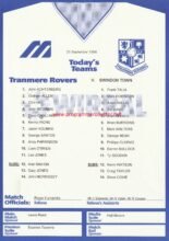 Tranmere Rovers v Swindon Town 25-Sep-1998